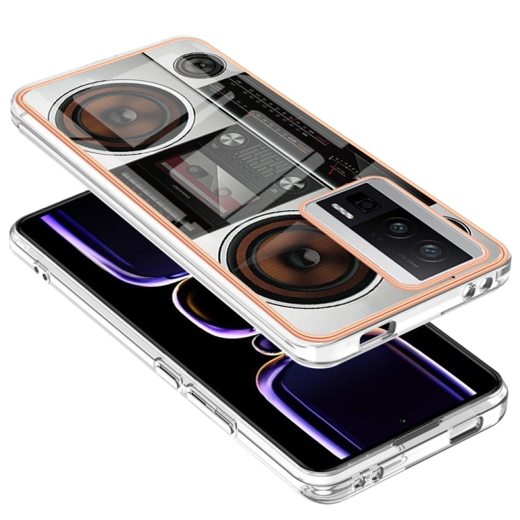 For Xiaomi Poco F5 Pro 5G / Redmi K60 Electroplating Marble Dual-side IMD Phone Case(Retro Radio) - Xiaomi Cases by PMC TechLife | Online Shopping South Africa | PMC TechLife | Buy Now Pay Later Mobicred