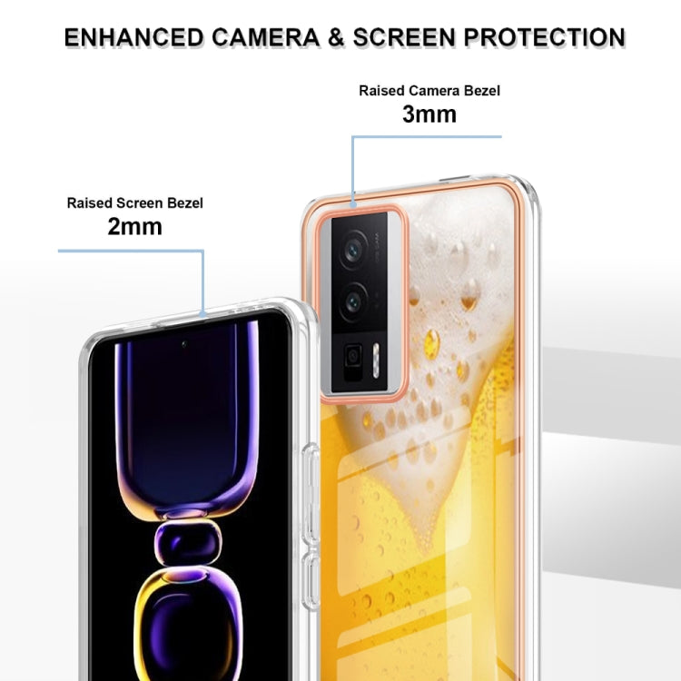For Xiaomi Poco F5 Pro 5G / Redmi K60 Electroplating Marble Dual-side IMD Phone Case(Draft Beer) - Xiaomi Cases by PMC TechLife | Online Shopping South Africa | PMC TechLife | Buy Now Pay Later Mobicred