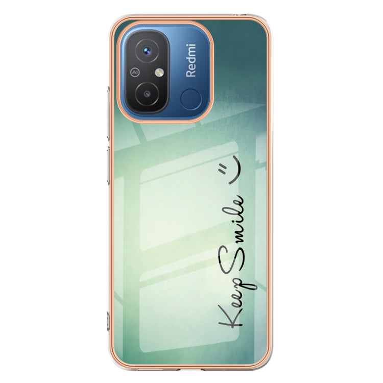 For Xiaomi Redmi 12C / 11A 4G Electroplating Marble Dual-side IMD Phone Case(Smile) - Xiaomi Cases by PMC TechLife | Online Shopping South Africa | PMC TechLife | Buy Now Pay Later Mobicred