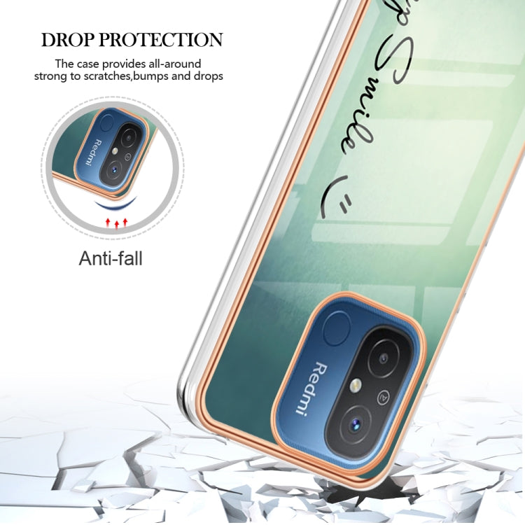 For Xiaomi Redmi 12C / 11A 4G Electroplating Marble Dual-side IMD Phone Case(Smile) - Xiaomi Cases by PMC TechLife | Online Shopping South Africa | PMC TechLife | Buy Now Pay Later Mobicred