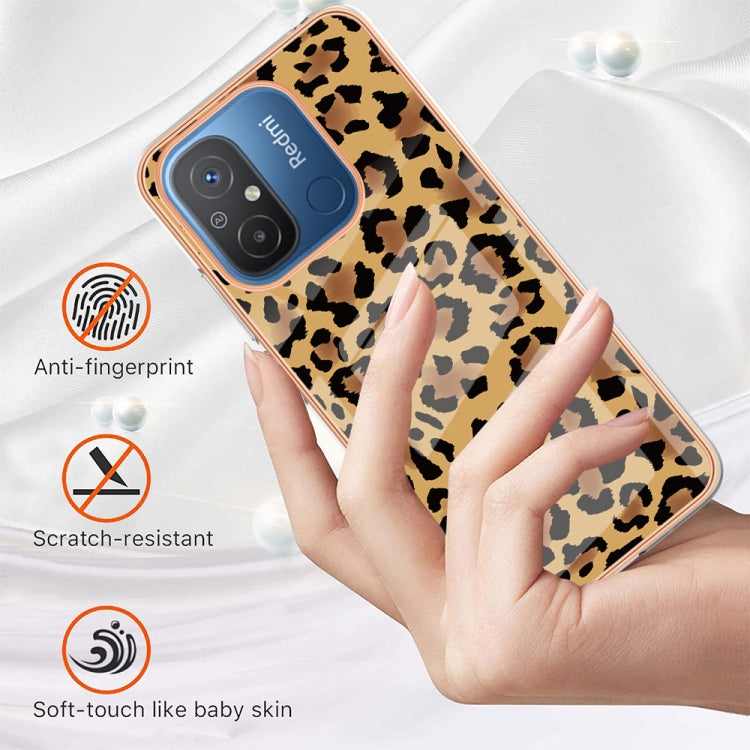 For Xiaomi Redmi 12C / 11A 4G Electroplating Marble Dual-side IMD Phone Case(Leopard Print) - Xiaomi Cases by PMC TechLife | Online Shopping South Africa | PMC TechLife | Buy Now Pay Later Mobicred