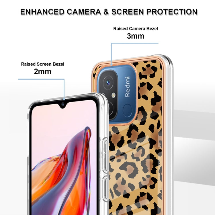 For Xiaomi Redmi 12C / 11A 4G Electroplating Marble Dual-side IMD Phone Case(Leopard Print) - Xiaomi Cases by PMC TechLife | Online Shopping South Africa | PMC TechLife | Buy Now Pay Later Mobicred