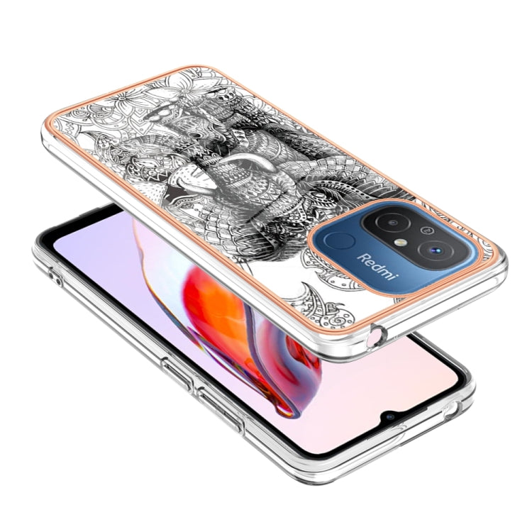 For Xiaomi Redmi 12C / 11A 4G Electroplating Marble Dual-side IMD Phone Case(Totem Elephant) - Xiaomi Cases by PMC TechLife | Online Shopping South Africa | PMC TechLife | Buy Now Pay Later Mobicred