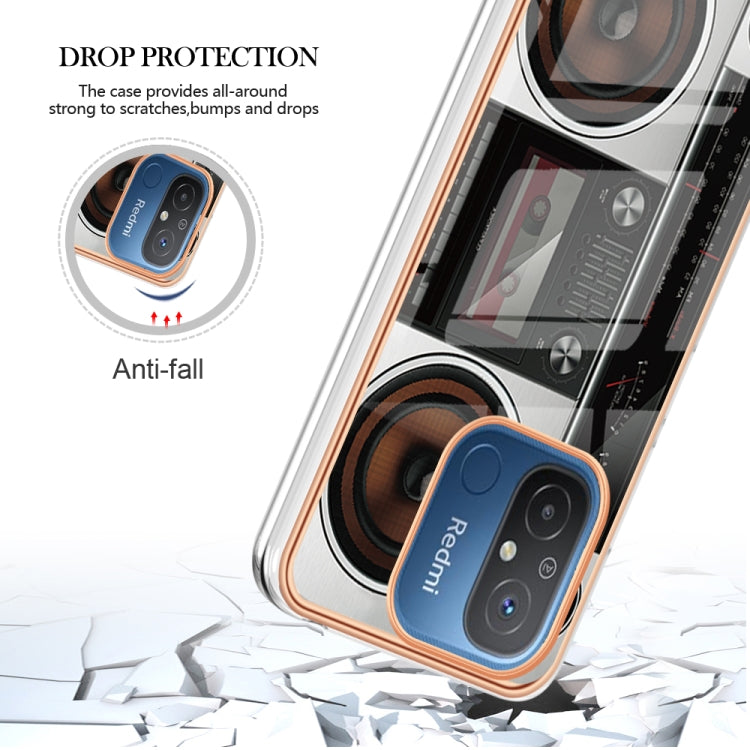 For Xiaomi Redmi 12C / 11A 4G Electroplating Marble Dual-side IMD Phone Case(Retro Radio) - Xiaomi Cases by PMC TechLife | Online Shopping South Africa | PMC TechLife | Buy Now Pay Later Mobicred