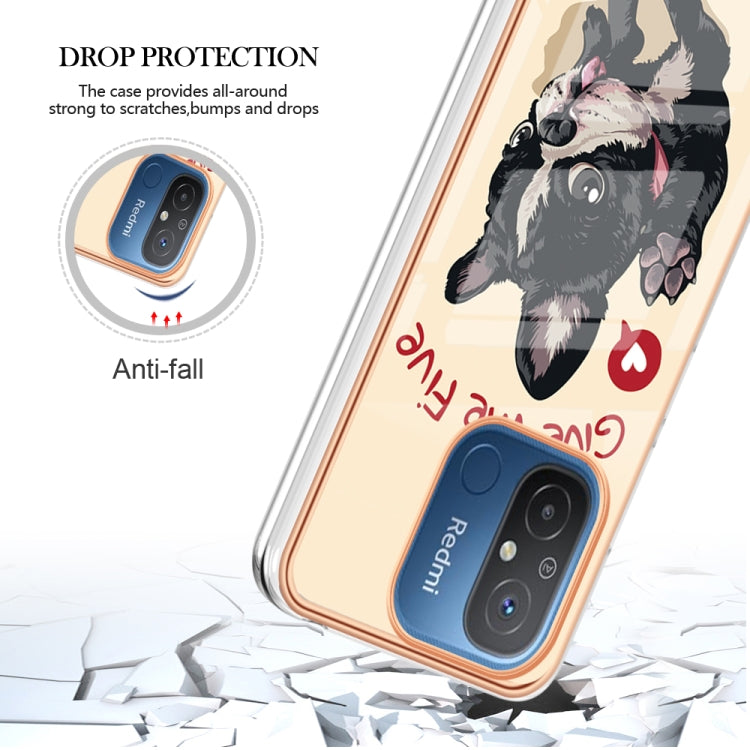 For Xiaomi Redmi 12C / 11A 4G Electroplating Marble Dual-side IMD Phone Case(Lucky Dog) - Xiaomi Cases by PMC TechLife | Online Shopping South Africa | PMC TechLife | Buy Now Pay Later Mobicred