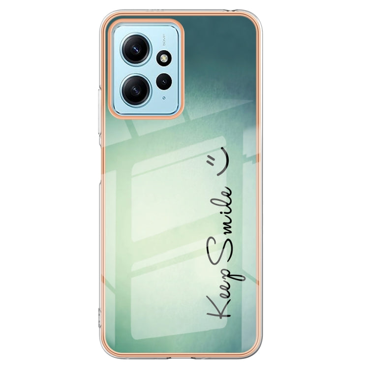 For Xiaomi Redmi Note 12 4G Electroplating Marble Dual-side IMD Phone Case(Smile) - Xiaomi Cases by PMC TechLife | Online Shopping South Africa | PMC TechLife | Buy Now Pay Later Mobicred