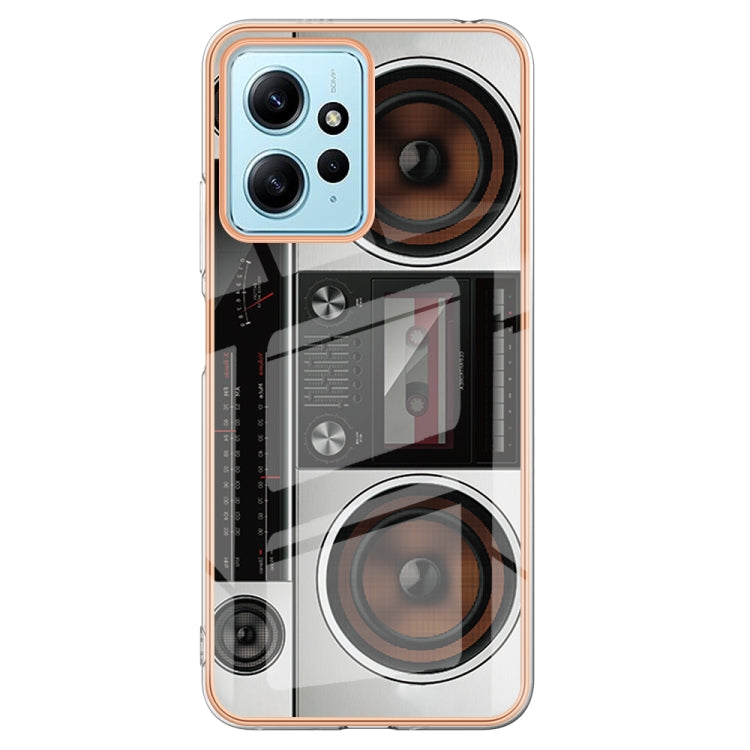 For Xiaomi Redmi Note 12 4G Electroplating Marble Dual-side IMD Phone Case(Retro Radio) - Xiaomi Cases by PMC TechLife | Online Shopping South Africa | PMC TechLife | Buy Now Pay Later Mobicred