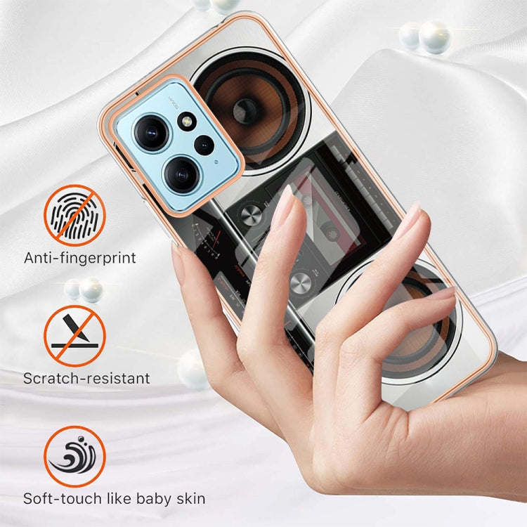 For Xiaomi Redmi Note 12 4G Electroplating Marble Dual-side IMD Phone Case(Retro Radio) - Xiaomi Cases by PMC TechLife | Online Shopping South Africa | PMC TechLife | Buy Now Pay Later Mobicred