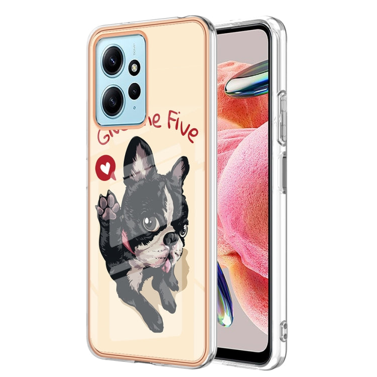 For Xiaomi Redmi Note 12 4G Electroplating Marble Dual-side IMD Phone Case(Lucky Dog) - Xiaomi Cases by PMC TechLife | Online Shopping South Africa | PMC TechLife | Buy Now Pay Later Mobicred
