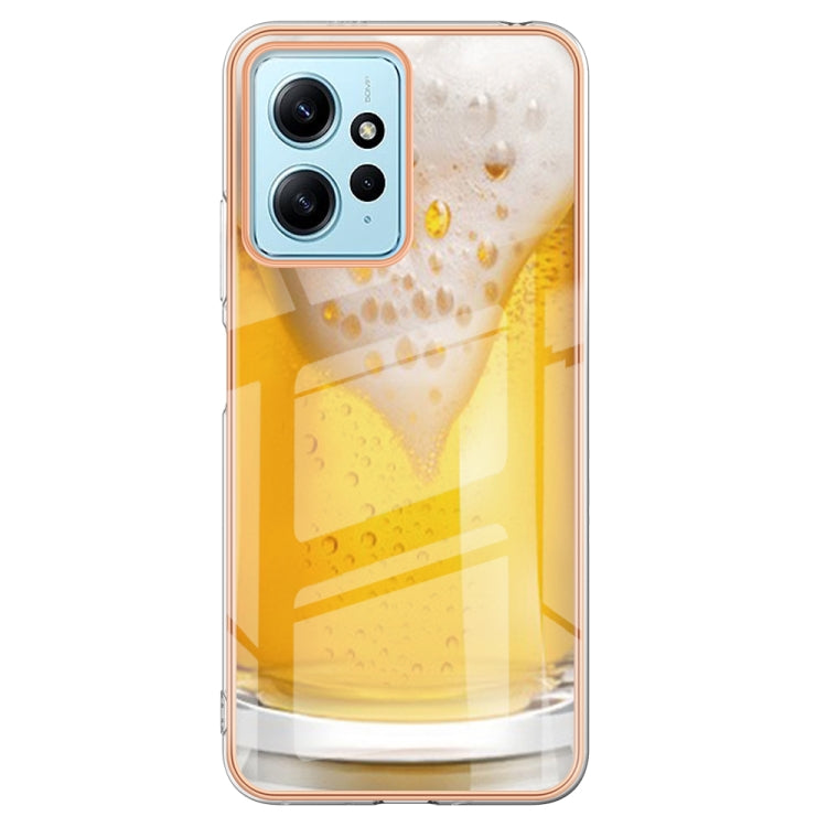For Xiaomi Redmi Note 12 4G Electroplating Marble Dual-side IMD Phone Case(Draft Beer) - Xiaomi Cases by PMC TechLife | Online Shopping South Africa | PMC TechLife | Buy Now Pay Later Mobicred