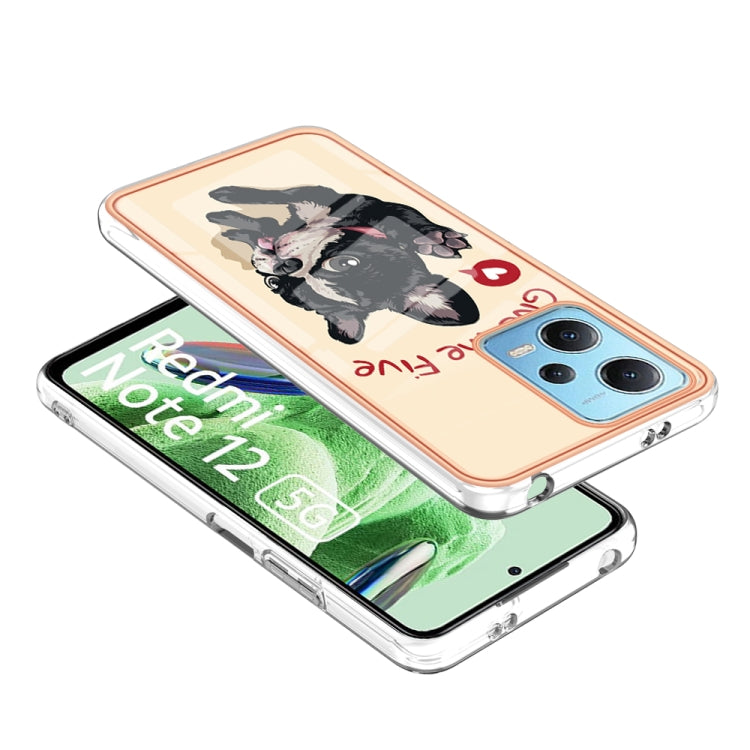 For Xiaomi Redmi Note 12 5G Global Electroplating Marble Dual-side IMD Phone Case(Lucky Dog) - Xiaomi Cases by PMC TechLife | Online Shopping South Africa | PMC TechLife | Buy Now Pay Later Mobicred