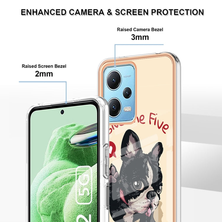 For Xiaomi Redmi Note 12 5G Global Electroplating Marble Dual-side IMD Phone Case(Lucky Dog) - Xiaomi Cases by PMC TechLife | Online Shopping South Africa | PMC TechLife | Buy Now Pay Later Mobicred