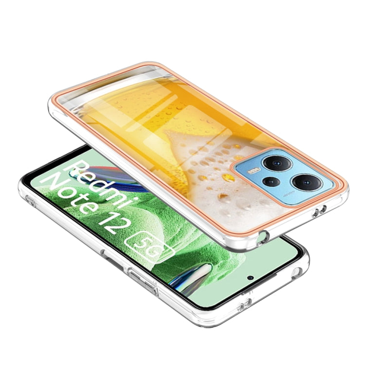 For Xiaomi Redmi Note 12 5G Global Electroplating Marble Dual-side IMD Phone Case(Draft Beer) - Xiaomi Cases by PMC TechLife | Online Shopping South Africa | PMC TechLife | Buy Now Pay Later Mobicred