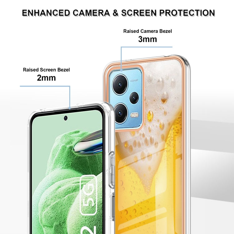 For Xiaomi Redmi Note 12 5G Global Electroplating Marble Dual-side IMD Phone Case(Draft Beer) - Xiaomi Cases by PMC TechLife | Online Shopping South Africa | PMC TechLife | Buy Now Pay Later Mobicred