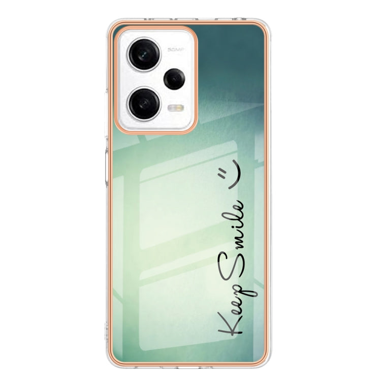 For Xiaomi Redmi Note 12 Pro 5G Global Electroplating Marble Dual-side IMD Phone Case(Smile) - Xiaomi Cases by PMC TechLife | Online Shopping South Africa | PMC TechLife | Buy Now Pay Later Mobicred