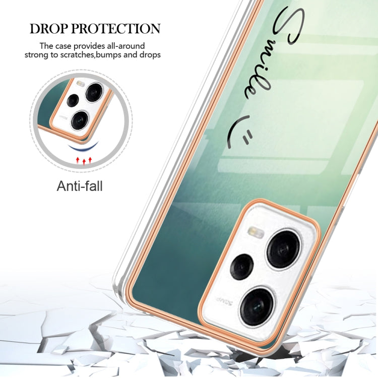 For Xiaomi Redmi Note 12 Pro 5G Global Electroplating Marble Dual-side IMD Phone Case(Smile) - Xiaomi Cases by PMC TechLife | Online Shopping South Africa | PMC TechLife | Buy Now Pay Later Mobicred