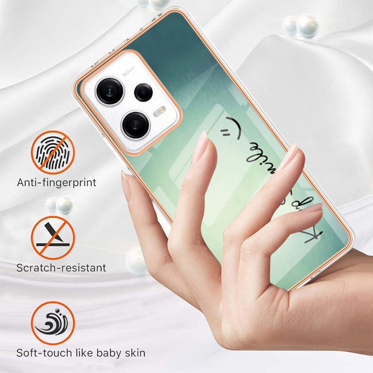 For Xiaomi Redmi Note 12 Pro 5G Global Electroplating Marble Dual-side IMD Phone Case(Smile) - Xiaomi Cases by PMC TechLife | Online Shopping South Africa | PMC TechLife | Buy Now Pay Later Mobicred