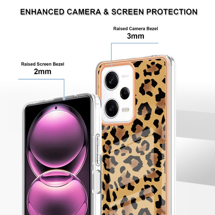 For Xiaomi Redmi Note 12 Pro 5G Global Electroplating Marble Dual-side IMD Phone Case(Leopard Print) - Xiaomi Cases by PMC TechLife | Online Shopping South Africa | PMC TechLife | Buy Now Pay Later Mobicred