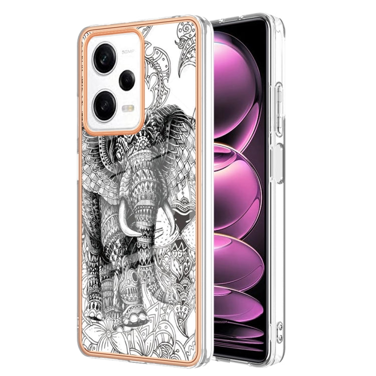 For Xiaomi Redmi Note 12 Pro 5G Global Electroplating Marble Dual-side IMD Phone Case(Totem Elephant) - Xiaomi Cases by PMC TechLife | Online Shopping South Africa | PMC TechLife | Buy Now Pay Later Mobicred