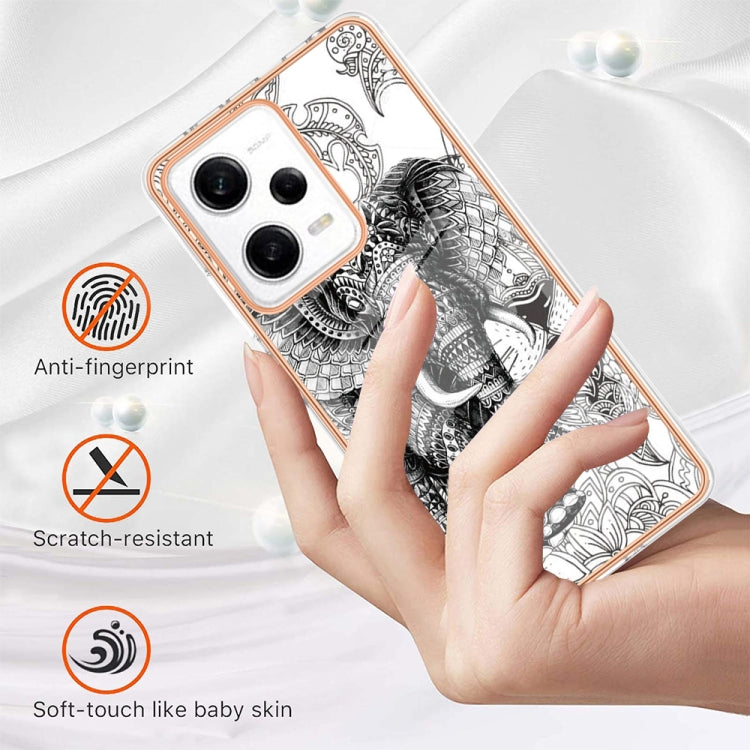 For Xiaomi Redmi Note 12 Pro 5G Global Electroplating Marble Dual-side IMD Phone Case(Totem Elephant) - Xiaomi Cases by PMC TechLife | Online Shopping South Africa | PMC TechLife | Buy Now Pay Later Mobicred