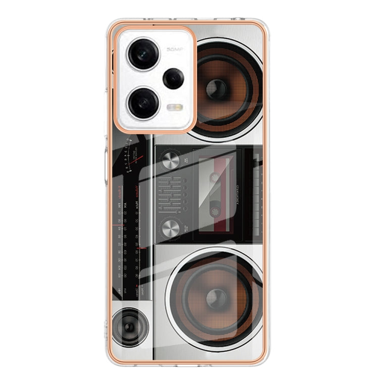 For Xiaomi Redmi Note 12 Pro 5G Global Electroplating Marble Dual-side IMD Phone Case(Retro Radio) - Xiaomi Cases by PMC TechLife | Online Shopping South Africa | PMC TechLife | Buy Now Pay Later Mobicred