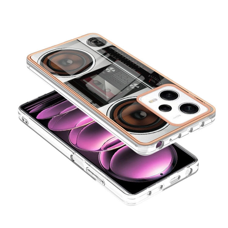 For Xiaomi Redmi Note 12 Pro 5G Global Electroplating Marble Dual-side IMD Phone Case(Retro Radio) - Xiaomi Cases by PMC TechLife | Online Shopping South Africa | PMC TechLife | Buy Now Pay Later Mobicred