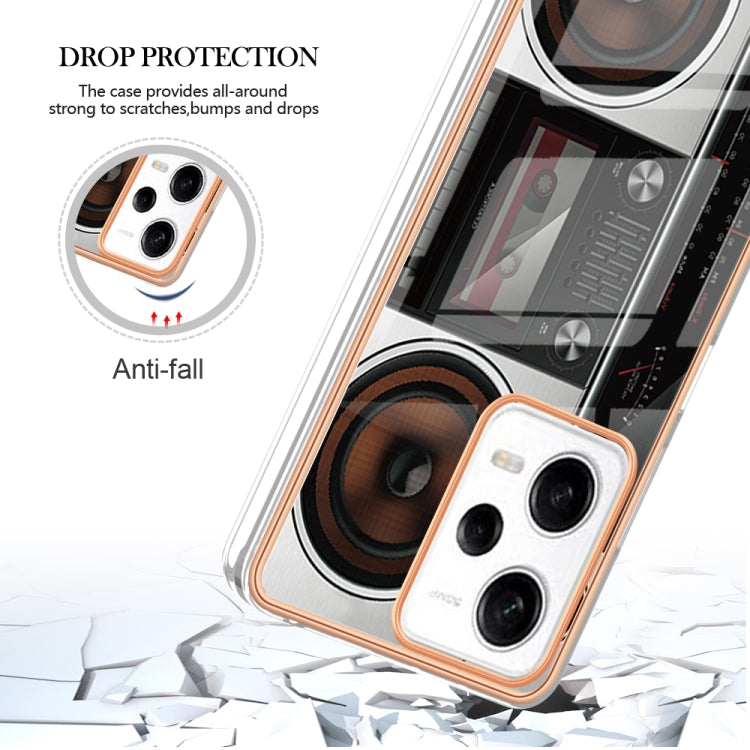 For Xiaomi Redmi Note 12 Pro 5G Global Electroplating Marble Dual-side IMD Phone Case(Retro Radio) - Xiaomi Cases by PMC TechLife | Online Shopping South Africa | PMC TechLife | Buy Now Pay Later Mobicred