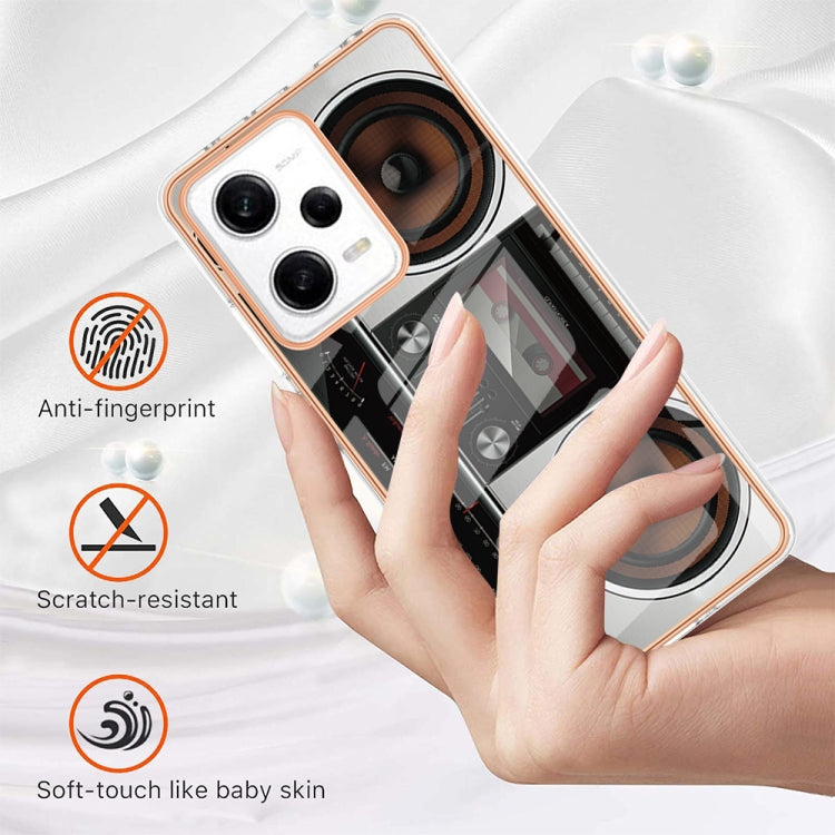 For Xiaomi Redmi Note 12 Pro 5G Global Electroplating Marble Dual-side IMD Phone Case(Retro Radio) - Xiaomi Cases by PMC TechLife | Online Shopping South Africa | PMC TechLife | Buy Now Pay Later Mobicred