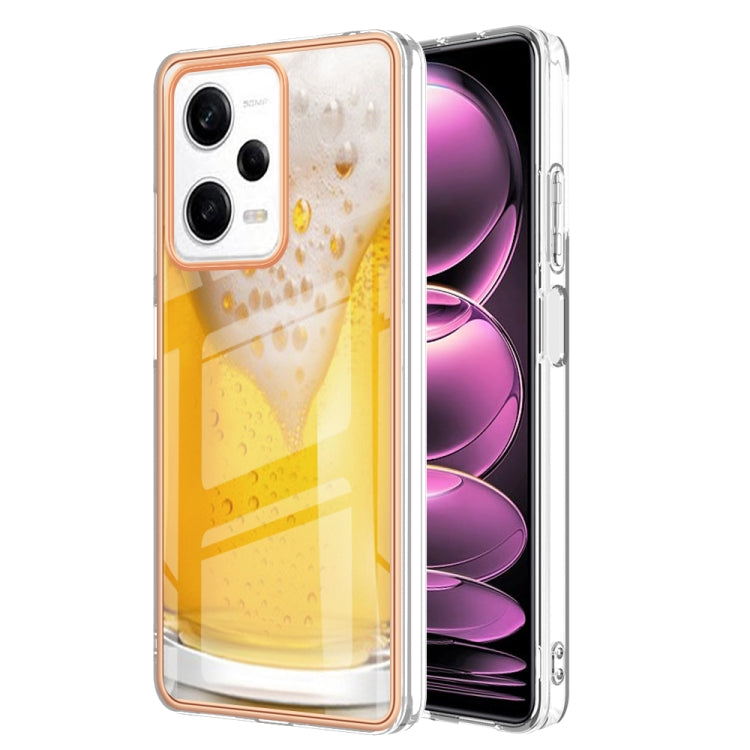 For Xiaomi Redmi Note 12 Pro 5G Global Electroplating Marble Dual-side IMD Phone Case(Draft Beer) - Xiaomi Cases by PMC TechLife | Online Shopping South Africa | PMC TechLife | Buy Now Pay Later Mobicred