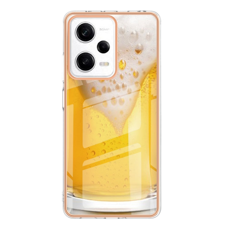 For Xiaomi Redmi Note 12 Pro 5G Global Electroplating Marble Dual-side IMD Phone Case(Draft Beer) - Xiaomi Cases by PMC TechLife | Online Shopping South Africa | PMC TechLife | Buy Now Pay Later Mobicred