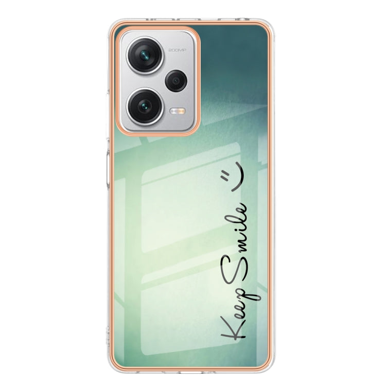 For Xiaomi Redmi Note 12 Pro+ Global Electroplating Marble Dual-side IMD Phone Case(Smile) - Xiaomi Cases by PMC TechLife | Online Shopping South Africa | PMC TechLife | Buy Now Pay Later Mobicred