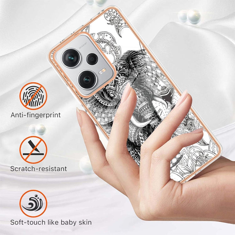 For Xiaomi Redmi Note 12 Pro+ Global Electroplating Marble Dual-side IMD Phone Case(Totem Elephant) - Xiaomi Cases by PMC TechLife | Online Shopping South Africa | PMC TechLife | Buy Now Pay Later Mobicred