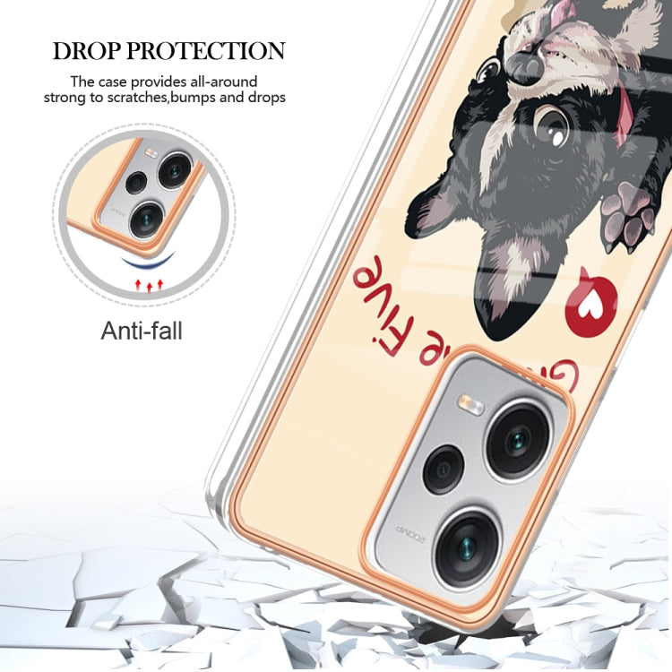 For Xiaomi Redmi Note 12 Pro+ Global Electroplating Marble Dual-side IMD Phone Case(Lucky Dog) - Xiaomi Cases by PMC TechLife | Online Shopping South Africa | PMC TechLife | Buy Now Pay Later Mobicred