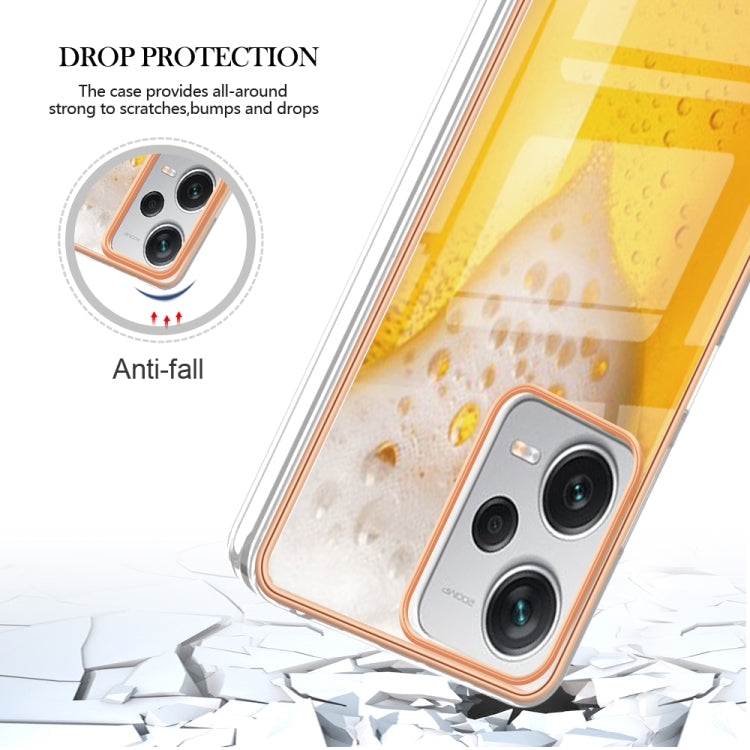 For Xiaomi Redmi Note 12 Pro+ Global Electroplating Marble Dual-side IMD Phone Case(Draft Beer) - Xiaomi Cases by PMC TechLife | Online Shopping South Africa | PMC TechLife | Buy Now Pay Later Mobicred