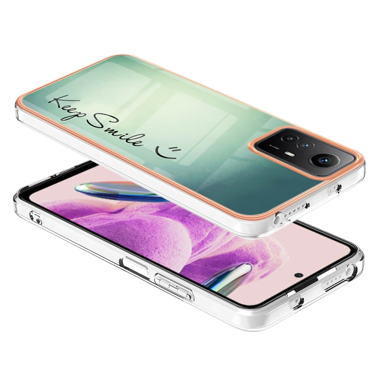 Xiaomi Redmi Note 12S 4G Electroplating Marble Dual-side IMD Phone Case(Smile) - Xiaomi Cases by PMC TechLife | Online Shopping South Africa | PMC TechLife | Buy Now Pay Later Mobicred