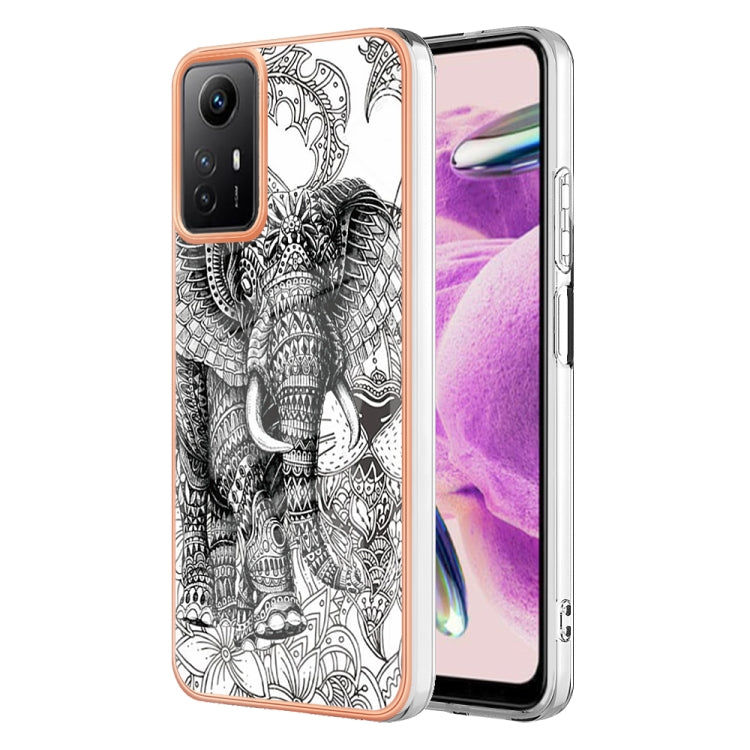 Xiaomi Redmi Note 12S 4G Electroplating Marble Dual-side IMD Phone Case(Totem Elephant) - Xiaomi Cases by PMC TechLife | Online Shopping South Africa | PMC TechLife | Buy Now Pay Later Mobicred