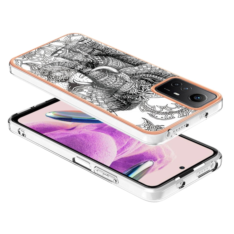 Xiaomi Redmi Note 12S 4G Electroplating Marble Dual-side IMD Phone Case(Totem Elephant) - Xiaomi Cases by PMC TechLife | Online Shopping South Africa | PMC TechLife | Buy Now Pay Later Mobicred