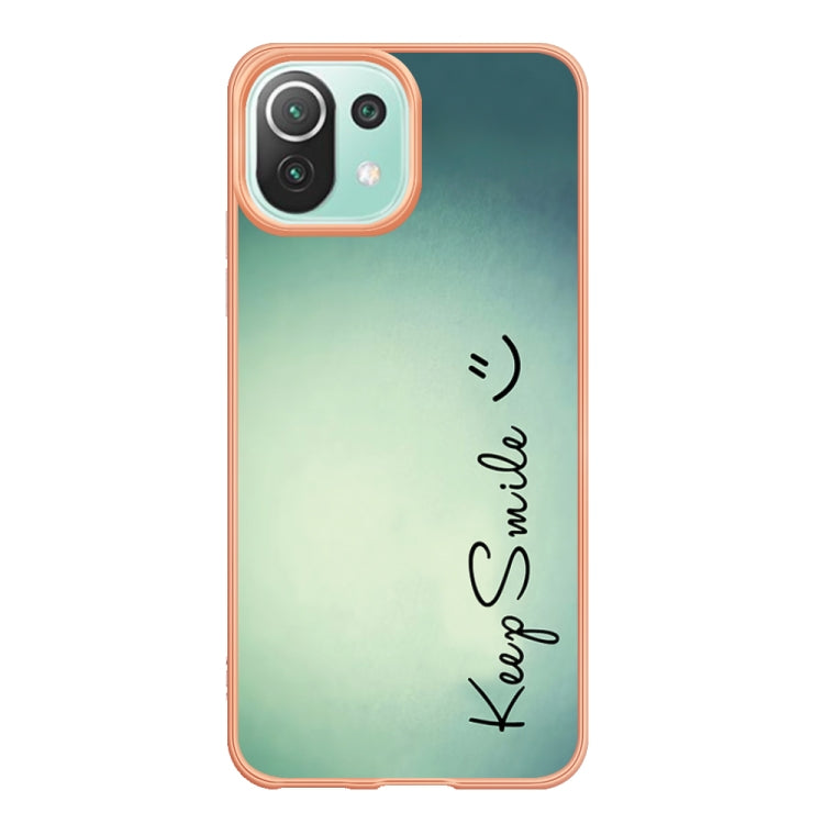 For Xiaomi 11 Lite Electroplating Marble Dual-side IMD Phone Case(Smile) - Xiaomi Cases by PMC TechLife | Online Shopping South Africa | PMC TechLife | Buy Now Pay Later Mobicred