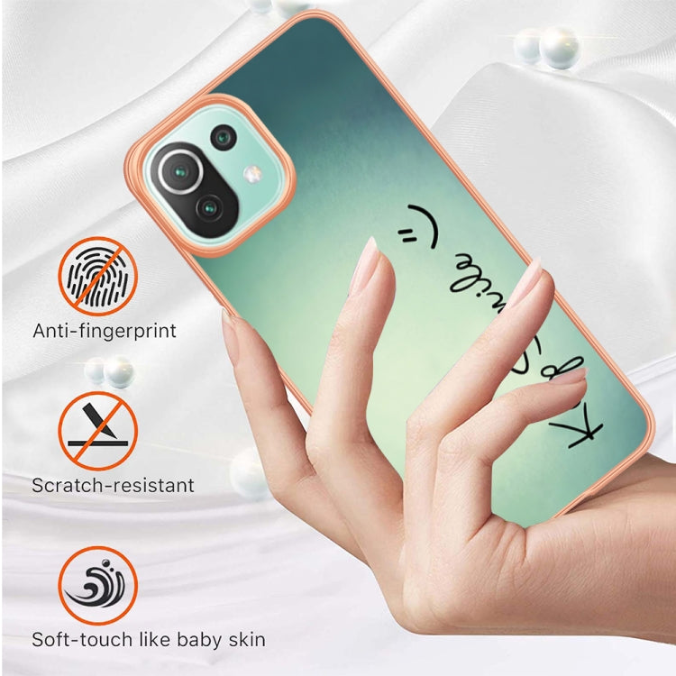 For Xiaomi 11 Lite Electroplating Marble Dual-side IMD Phone Case(Smile) - Xiaomi Cases by PMC TechLife | Online Shopping South Africa | PMC TechLife | Buy Now Pay Later Mobicred