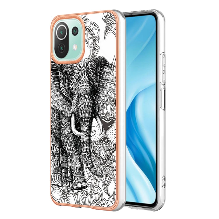 For Xiaomi 11 Lite Electroplating Marble Dual-side IMD Phone Case(Totem Elephant) - Xiaomi Cases by PMC TechLife | Online Shopping South Africa | PMC TechLife | Buy Now Pay Later Mobicred