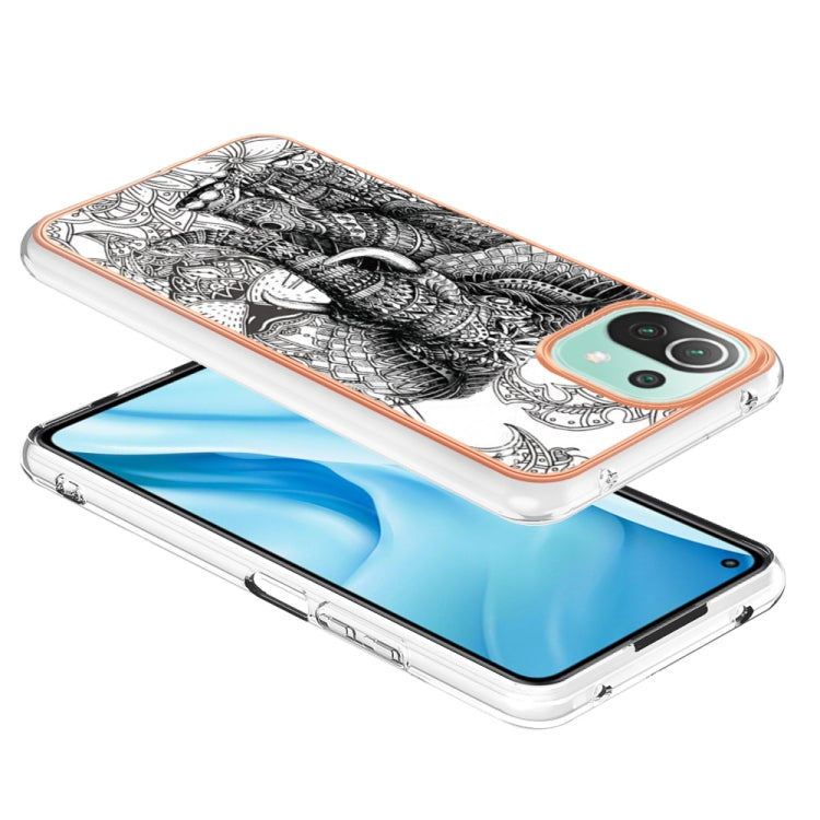 For Xiaomi 11 Lite Electroplating Marble Dual-side IMD Phone Case(Totem Elephant) - Xiaomi Cases by PMC TechLife | Online Shopping South Africa | PMC TechLife | Buy Now Pay Later Mobicred
