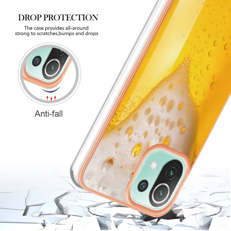 For Xiaomi 11 Lite Electroplating Marble Dual-side IMD Phone Case(Draft Beer) - Xiaomi Cases by PMC TechLife | Online Shopping South Africa | PMC TechLife | Buy Now Pay Later Mobicred
