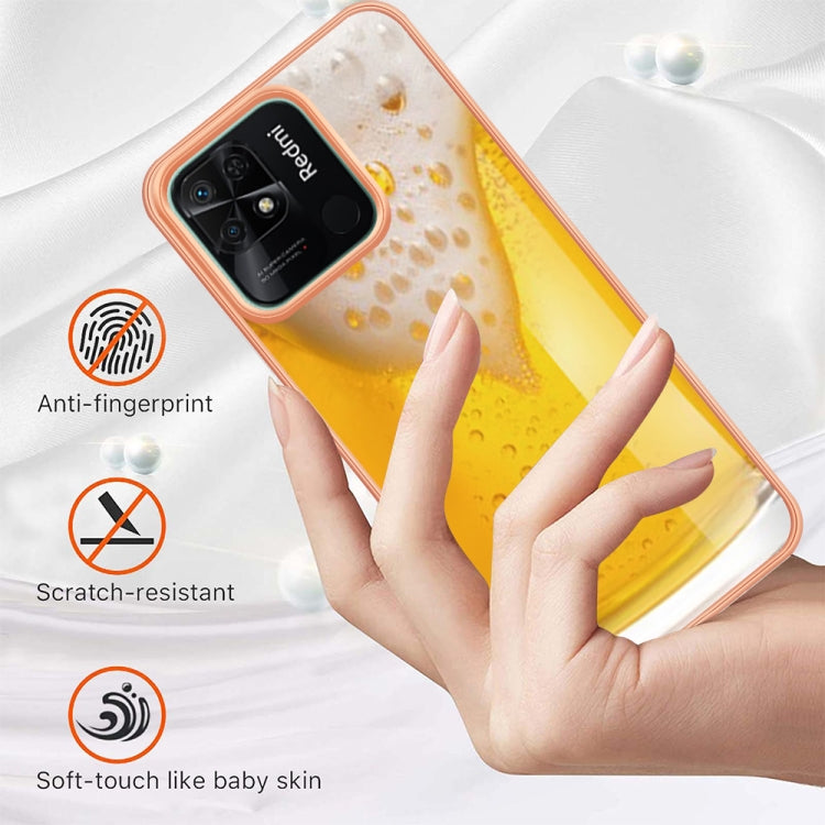 For Xiaomi Redmi 10C Electroplating Marble Dual-side IMD Phone Case(Draft Beer) - Xiaomi Cases by PMC TechLife | Online Shopping South Africa | PMC TechLife | Buy Now Pay Later Mobicred