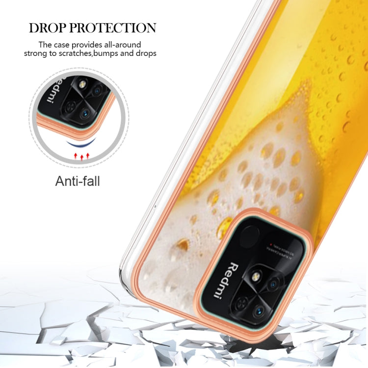 For Xiaomi Redmi 10C Electroplating Marble Dual-side IMD Phone Case(Draft Beer) - Xiaomi Cases by PMC TechLife | Online Shopping South Africa | PMC TechLife | Buy Now Pay Later Mobicred