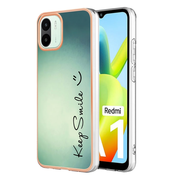 For Xiaomi Redmi A1 Electroplating Marble Dual-side IMD Phone Case(Smile) - Xiaomi Cases by PMC TechLife | Online Shopping South Africa | PMC TechLife | Buy Now Pay Later Mobicred