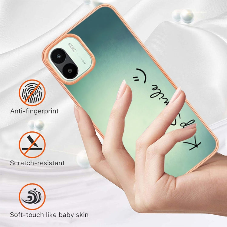 For Xiaomi Redmi A1 Electroplating Marble Dual-side IMD Phone Case(Smile) - Xiaomi Cases by PMC TechLife | Online Shopping South Africa | PMC TechLife | Buy Now Pay Later Mobicred