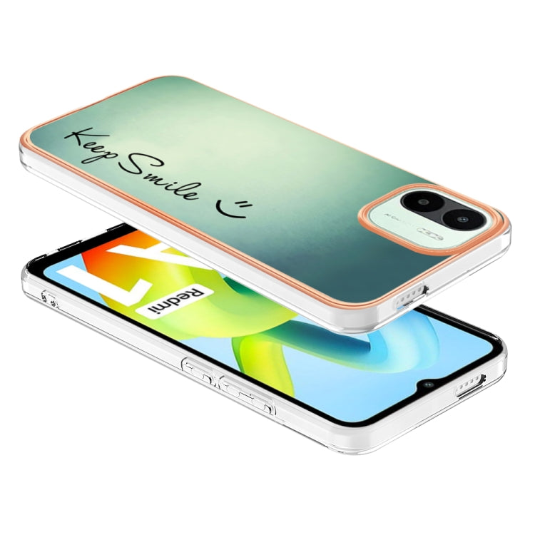 For Xiaomi Redmi A1 Electroplating Marble Dual-side IMD Phone Case(Smile) - Xiaomi Cases by PMC TechLife | Online Shopping South Africa | PMC TechLife | Buy Now Pay Later Mobicred