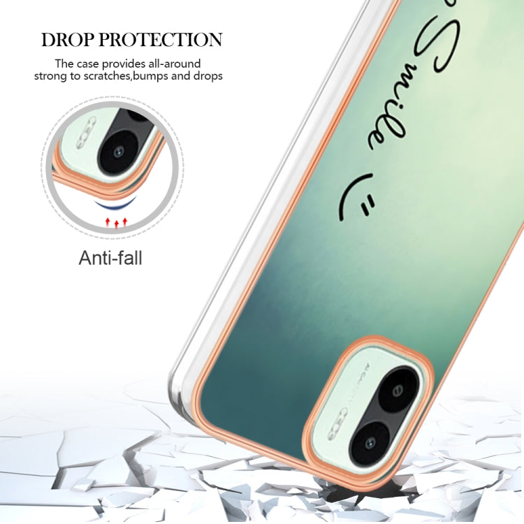 For Xiaomi Redmi A1 Electroplating Marble Dual-side IMD Phone Case(Smile) - Xiaomi Cases by PMC TechLife | Online Shopping South Africa | PMC TechLife | Buy Now Pay Later Mobicred