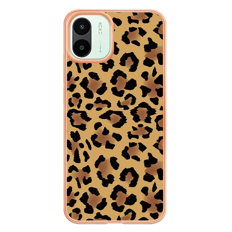 For Xiaomi Redmi A1 Electroplating Marble Dual-side IMD Phone Case(Leopard Print) - Xiaomi Cases by PMC TechLife | Online Shopping South Africa | PMC TechLife | Buy Now Pay Later Mobicred