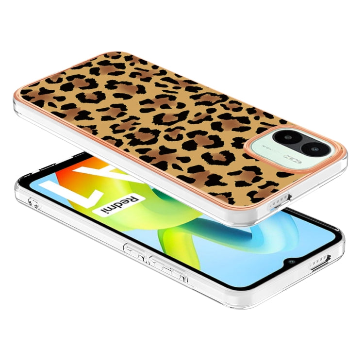 For Xiaomi Redmi A1 Electroplating Marble Dual-side IMD Phone Case(Leopard Print) - Xiaomi Cases by PMC TechLife | Online Shopping South Africa | PMC TechLife | Buy Now Pay Later Mobicred